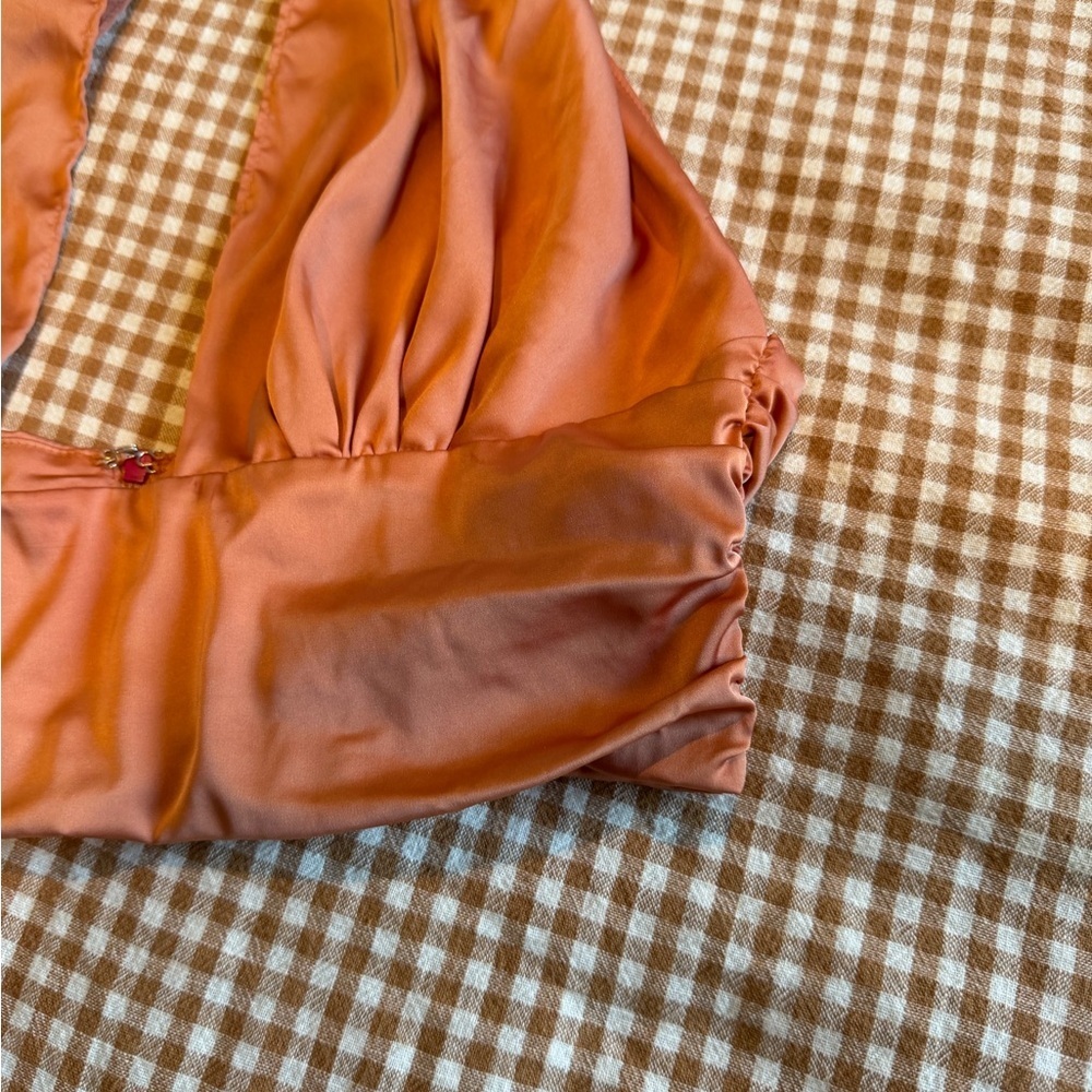 Oh Polly Satin Halter Top in Rusty Orange - Picture 3 of 4